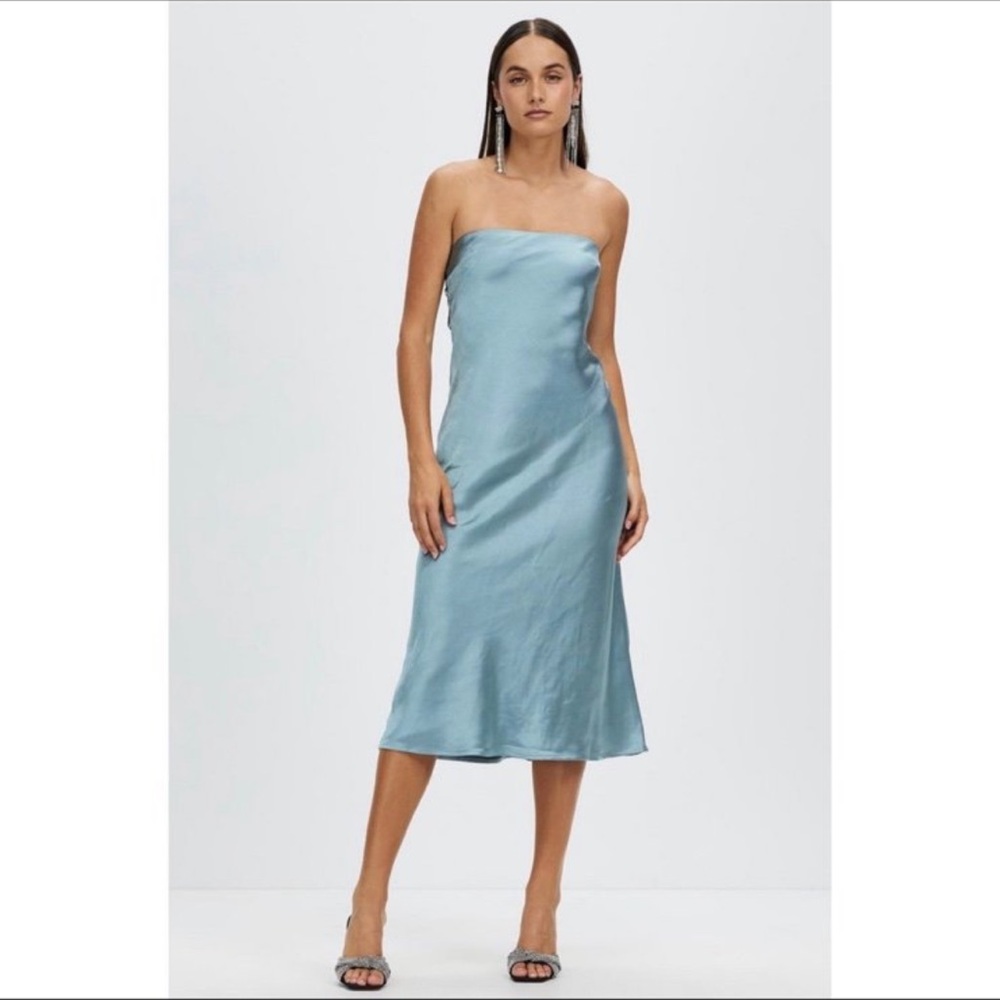 Free People Third Form Satin Tie Back Strapless Midi Size 6